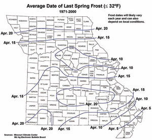 Spring freeze map