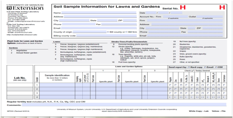 blank soil sample information for lawns and gardens form