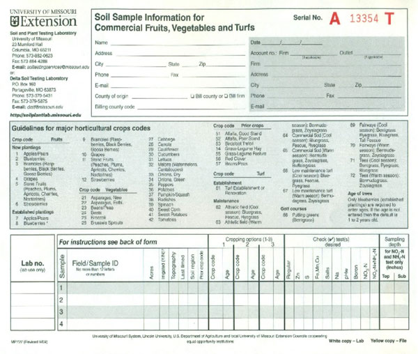 soil test submission form