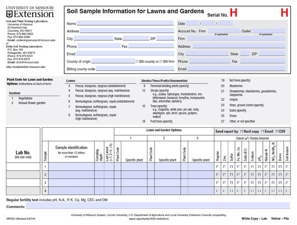 sample soil testing form