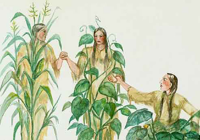 illustration of tree women with vegetation growing around them