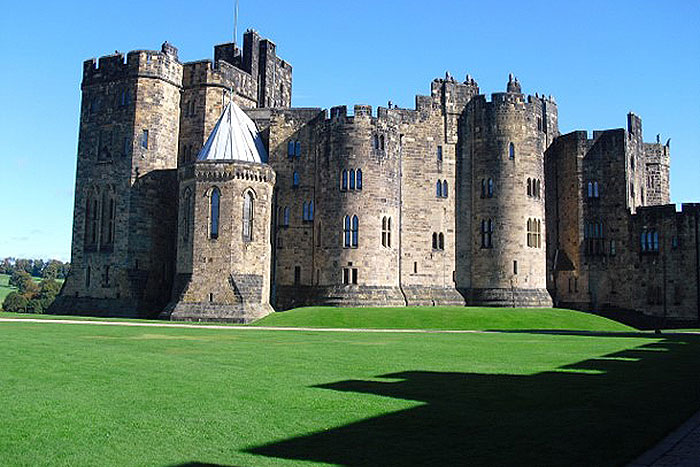 castle with lawn in front