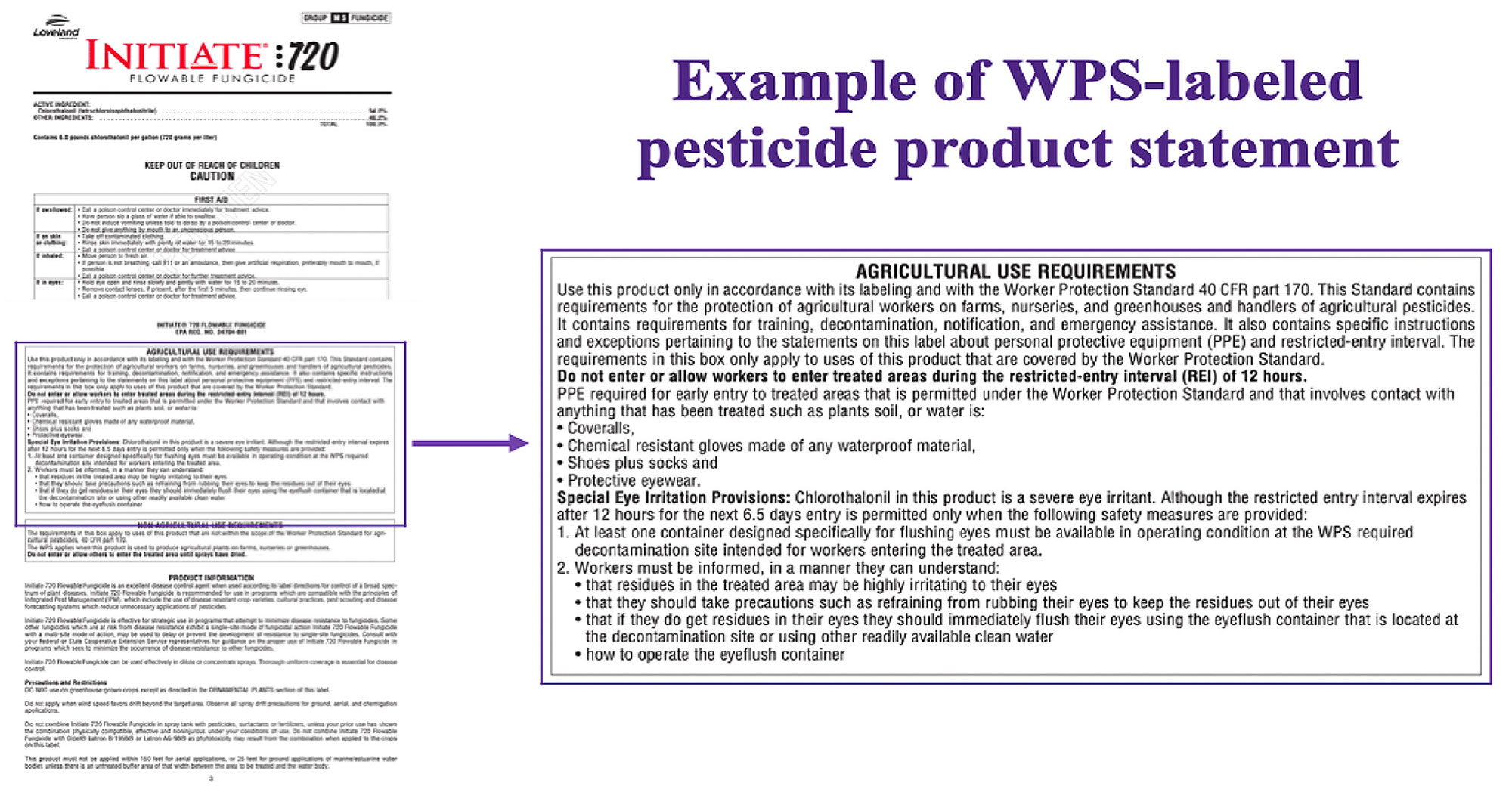 pesticide label with zoomed in section