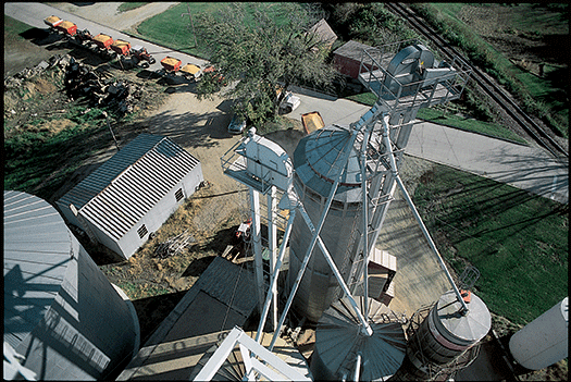 aerial view of grain elevator