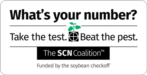 What's your number? Take the test. Beat the pest. The SCN Coalition TM. Funded by the soubean checkoff