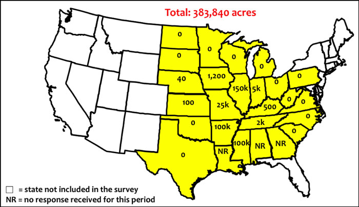 Estimates of Dicamba-injured Soybean Acreage in the U.S. as Reported by University Weed Scientists (*as of June 15, 2018)