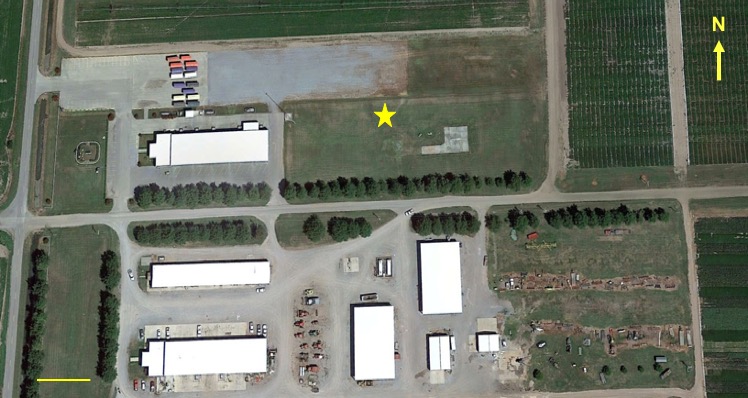 overhead image of farm with a star in the center