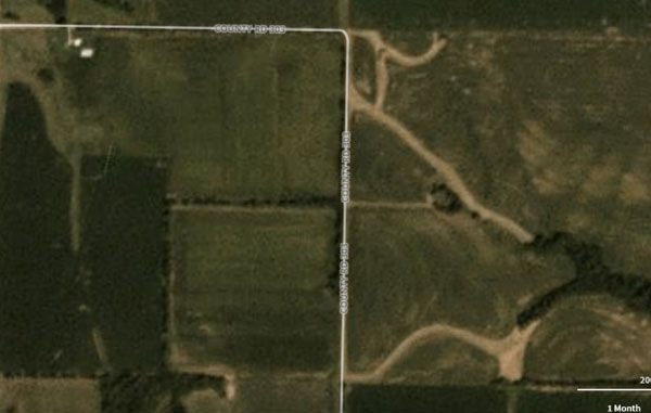August 19 satellite image of fields with severe N stress in Monroe County, Missouri.