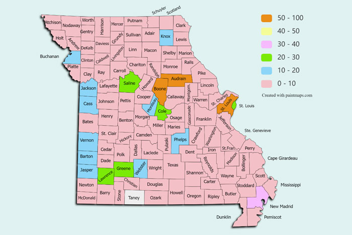 map of Missouri counties