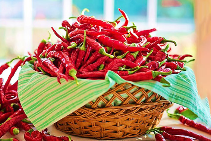 basket of red chili peppers