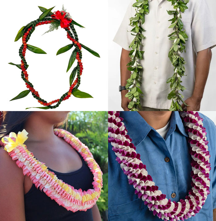 four images of leis
