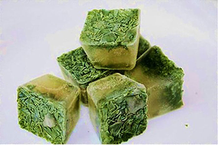 frozen cubes of herbs