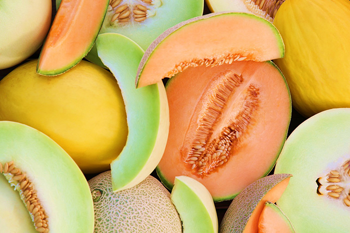 multi-colored sliced melon