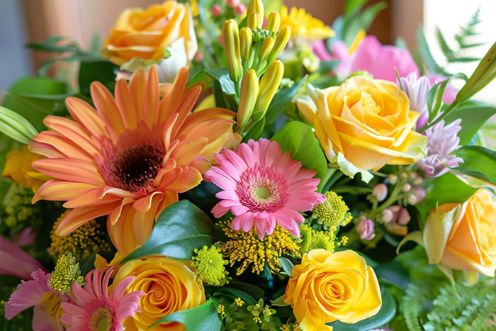 multi-solored bouquet of flowers